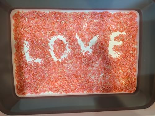 Learners for Life Handmade, Non-Toxic, Taste-Safe, Valentine's Day Sensory Bin Rice Filler, Valentine's Day Craft Rice