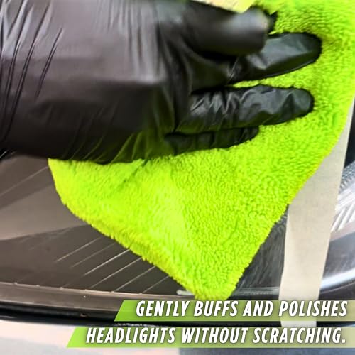 Image of CAR SAAZ Car Headlight Cleaning Kit | Headlight Shiner & Glass Cleaner Combo with Applicator Pad & Microfiber Cloth | Complete Restoration & Shining Kit for Vehicles Glass and Headlights