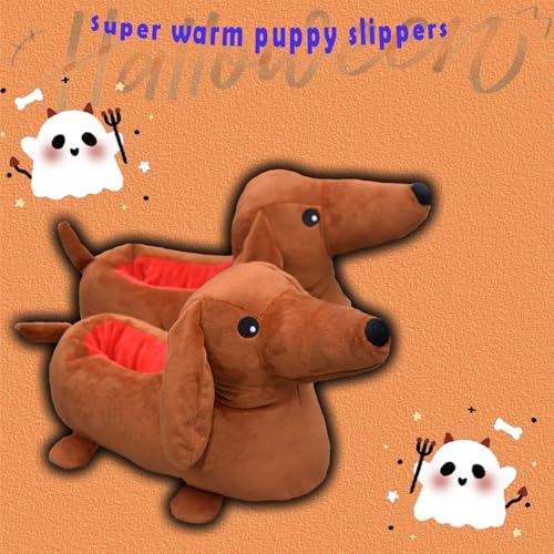 Dachshund Slippers for Women, Dachshund Plush Slippers, Cute Cartoon Dachshund Bedroom Slippers3