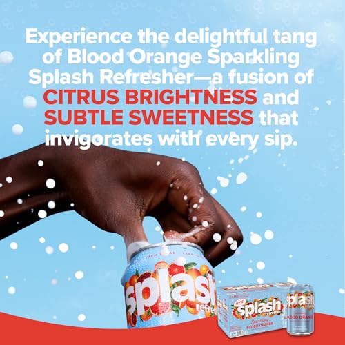 SPLASH REFRESHER Sparkling Water, Blood Orange - 8-Pack, 12 Fl Oz Cans - Flavored Carbonated Seltzer Water with Electrolytes, Zero Sugar & Zero Calories image 4