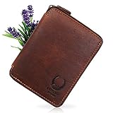 PLATZWUNDER: Echtleder Brieftasche mit vielen Fächern ermöglicht optimale Sortierung und schnellen Zugriff auf Ausweis, Führerschein, Kreditkarten, Geldscheine sowie Münzen.