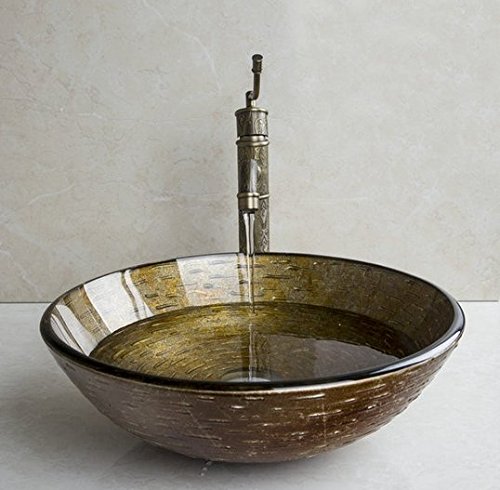 Lavabo rond en verre trempé Gowe avec robinet cascade design pour salle de bain