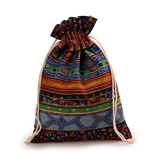 DH 10pcs Egyptian Style Jewelry Coin Candy Goodie Pouches Aztec Print Drawstring Gift Bag4