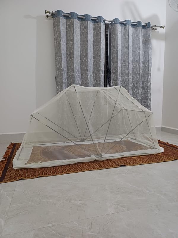 Image of Queen Size Mosquito Net, Cream Color, 5Ft X 6.5Ft (60inch X 78inch) for Beds