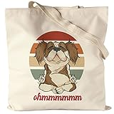 Hey!Print Ohmmm Jutebeutel Stoffbeutel Canvas Meditation Yoga Süßer Hund Geschenkidee Yoga-Studio Mental Health