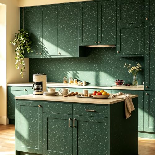 YENHOME Whole Home Deep Green Terrazzo Countertop Contact Paper,Extra Long Waterproof Vinyl Wrap 17.5" x23ft, Heavy Duty Oil Resistant Wall & Furniture Cover for Full Space Kitchen Bathroom Upgrade by YENHOME - Used condition - Image 4