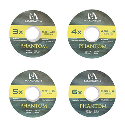 M Maximumcatch Maxcatch Fly Fishing Leader Tippet Material With Tippet Line Holder & Tender, Clear, 55Yds, 4Pcs/6Pcs (4 Pieces With Holder/50M, 4X+5X+6X+7X-50M-55Yds) #TOP5