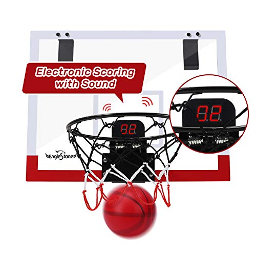 EagleStone Indoor Mini Basketball Hoop Set for Kids with Electronic Score Record and Sounds