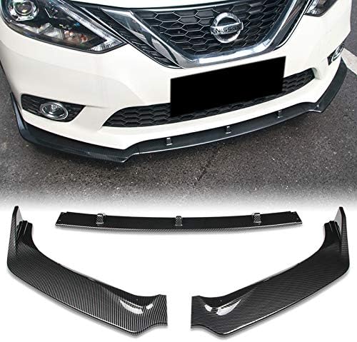 EPARTS 3PCS Front Bumper Body Kit Spoiler Lip Compatible With 2016-2019 Nissan Sentra (Painted Carbon Fiber)