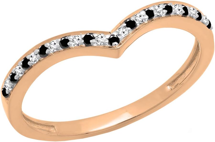 Dazzlingrock Collection Round Gemstone & White Natural Diamond Wedding Chevron Band for Women in Real Solid Gold