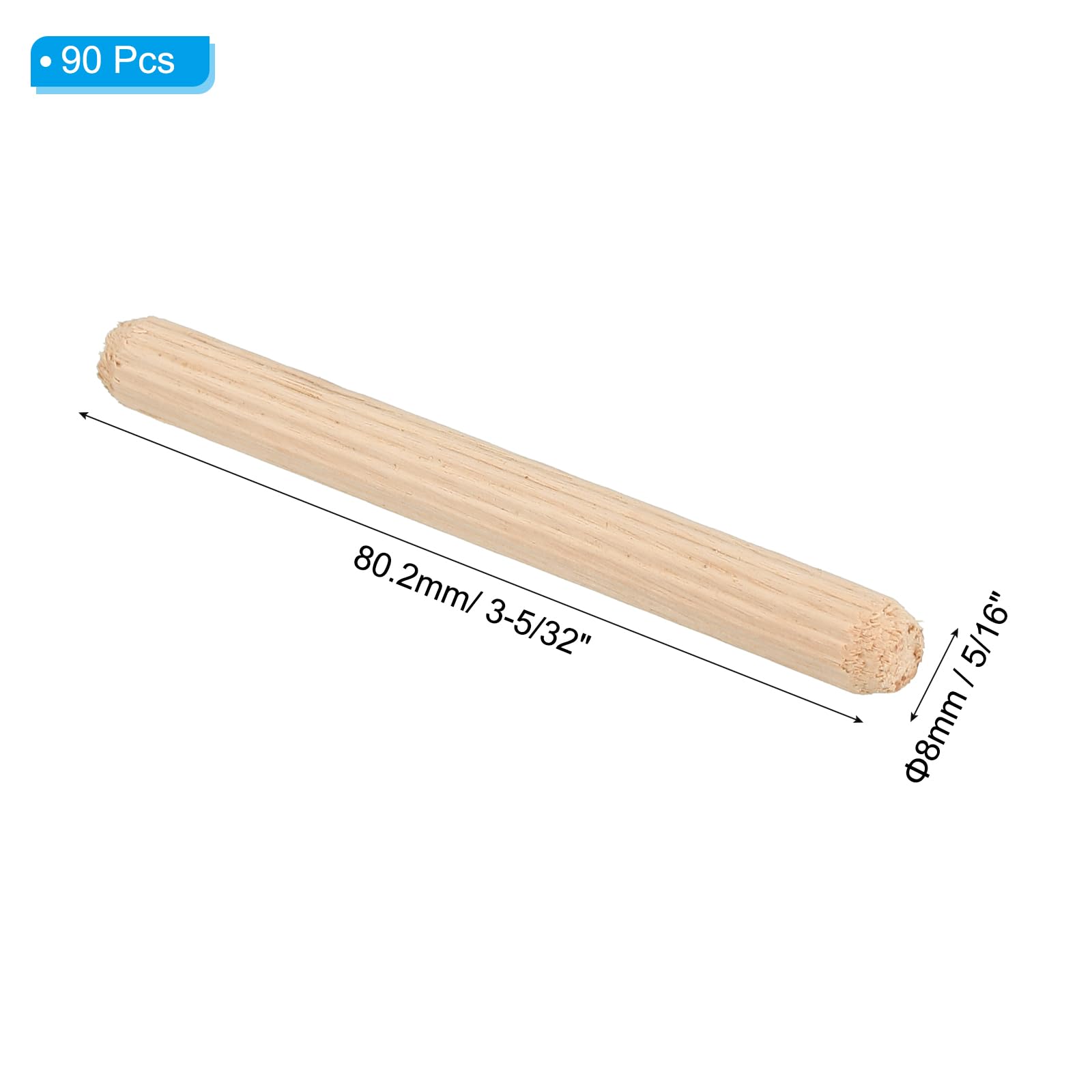 PATIKIL 5/16" x 3-5/32"(8 x 80mm) Wood Dowel Pins - Image 2