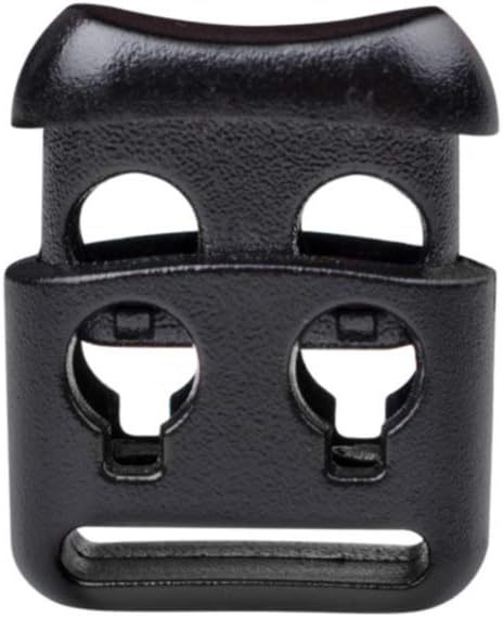 DYZD Small Double Hole Plastic Cord Locks End Spring Stop Toggle Stoppers Multi-Colour (10PCS, Black)