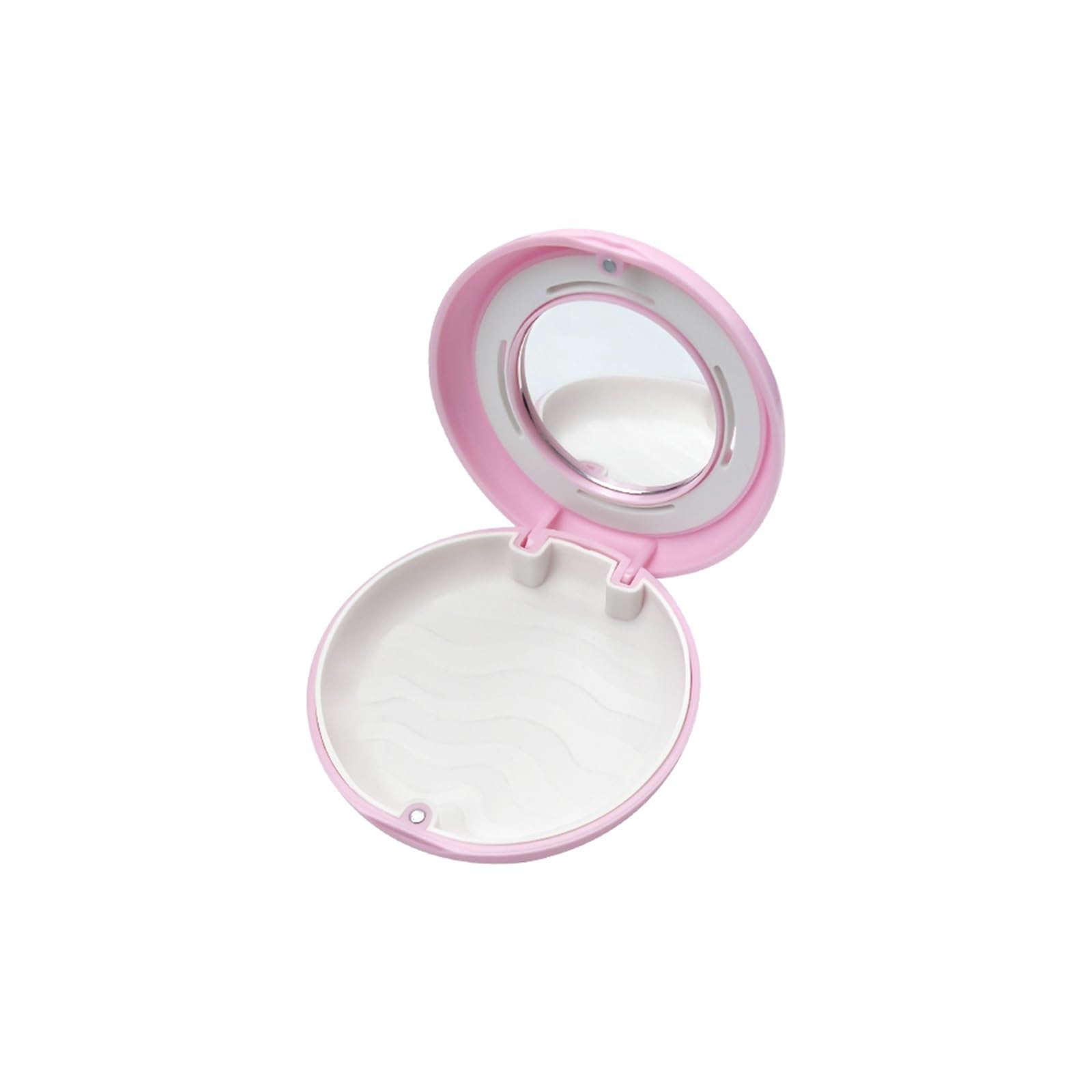 TRRYUIP Retainer Case 1pc Retainer Box With Vent Holes False Teeth Storage Dental Orthodontic Invisible Braces Aligner Case(Pink-white-mirror)
