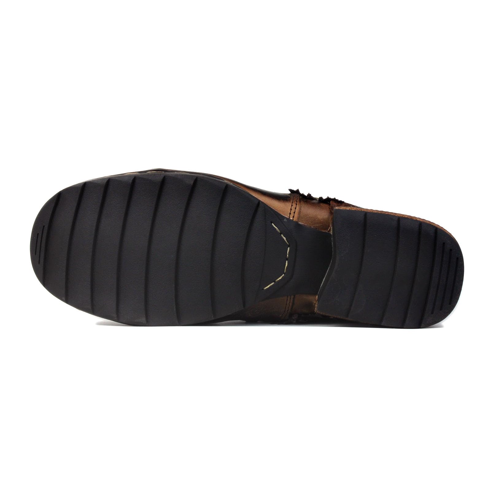 OSSTONE Buty Moto dla mężczyzn modne zapinane na zamek skórzane buty typu chukka buty na co dzień styl retro OS-5008-8-Retro-US