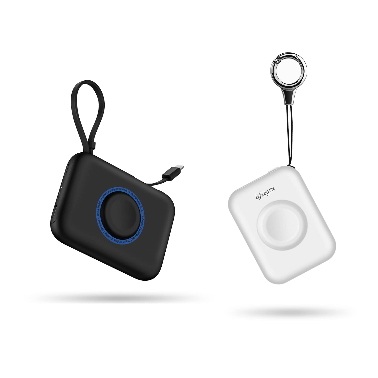 5000mAh Wireless Portable Watch Charger for All Apple Watch Series+1800mAh Wireless iWatch Magnetic Keychain Charger Power Bank