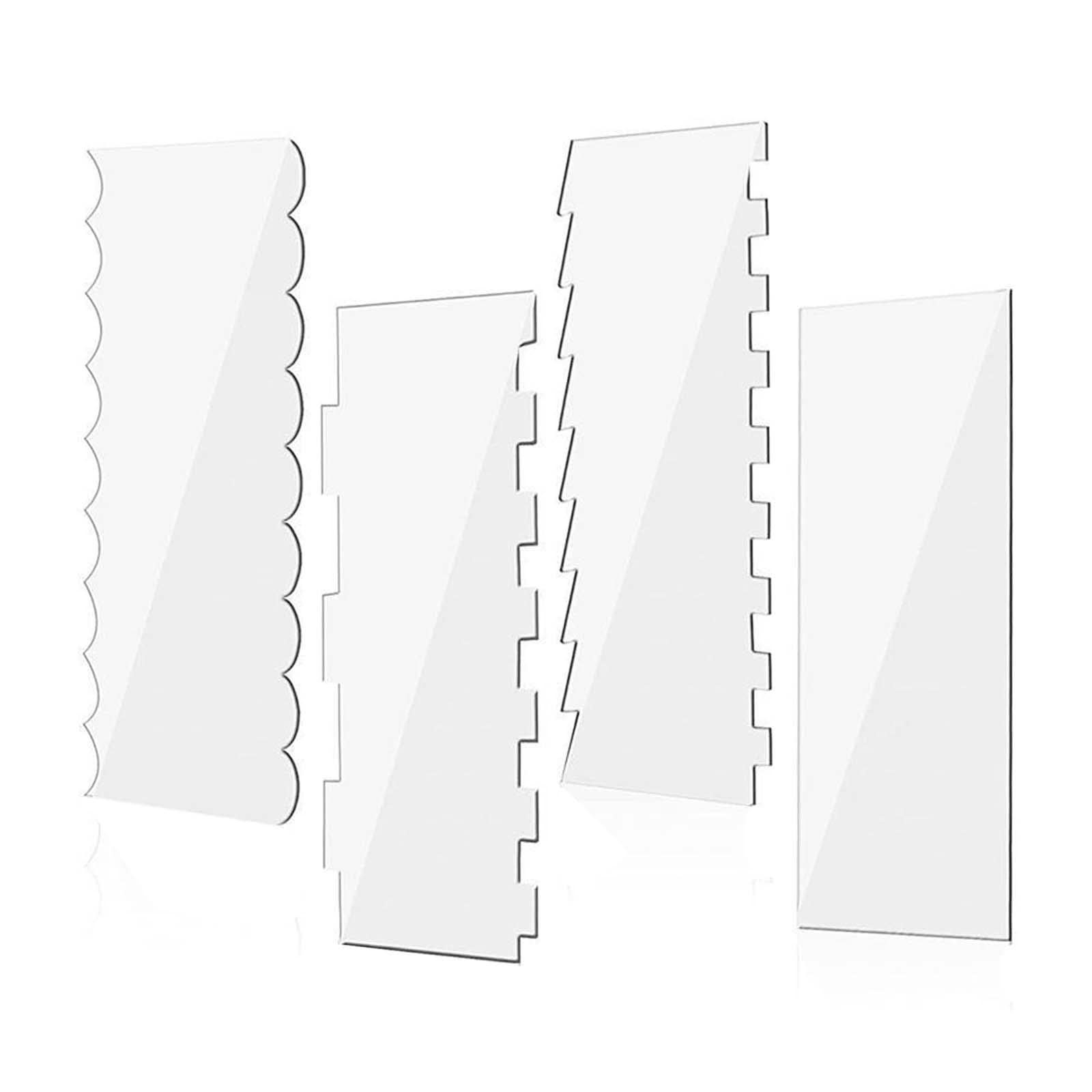 4 Piezas Alisador de Pasteles de Tarta Peine de Decoración Herramienta Acrílica Resistente con Patrones para Y Crema Adecuado Par, 3 Piezas