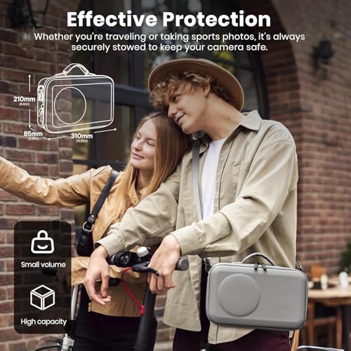 Image of LEQTRONIQ Travel Carrying Case for DJI Osmo 360 Camera and Accessories, PU Leather Hard Shell Bag with Customized Partitions, Shockproof Protection, Mesh Pocket, Shoulder Strap and Carry Handle