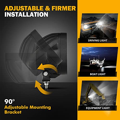 Auxbeam 4 Inch Round Led Offroad Lights 2Pcs 90W Led Light Pods Round Led Driving Lights Spot Work Fog Light With Wiring Harness For Truck Pickup Suv Atv Utv 4X4 Jeep(White Beam) #TOP6