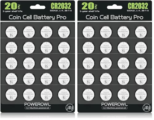 POWEROWL Pilas CR2032 Alta Capacidad 40-Pack 3V Litio miniatura 1