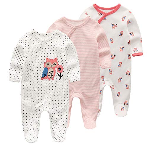 Unisex Baby 3-Pack Organic Cotton Snap Footed Sleep and Play Pajamas Long Sleeve Bodysuit