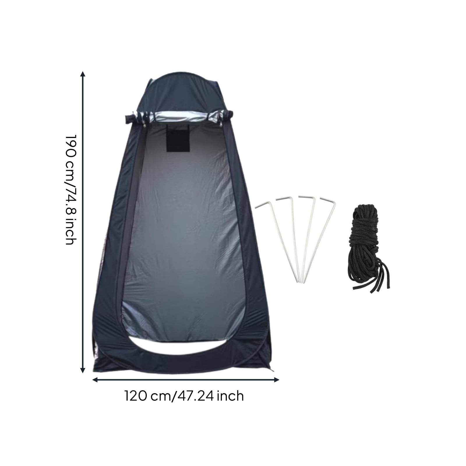 Outdoor Zelt Umkleidezelt Duschzelt Schutzkabine mit Fenster Und Dachlüftung aus Silberbeschichtetem Material mit Heringen Und Abspannleinen für Camping Strand Festival