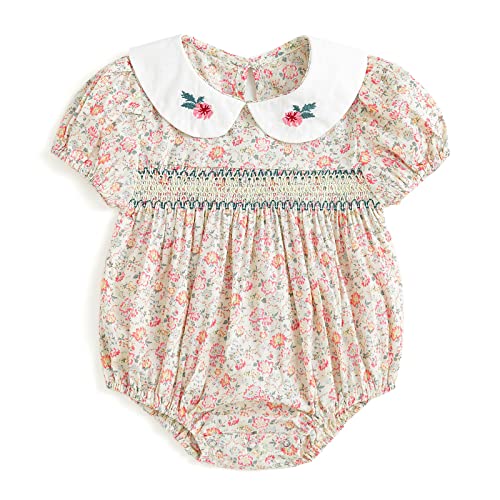 Image of Curipeer Infant Baby Girls Summer Floral Romper Baby Bubble Sleeve Ruffle Romper Outfit 3M-2T