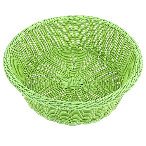 Cabilock 1pc Woven Fruit Basket Plastic to Go Containers Snack Storage Basket Plastic Serving Tray Tablescape Decor Wicker Storage Basket Rustic Decor Snack Basket Round Food Rack re-usable