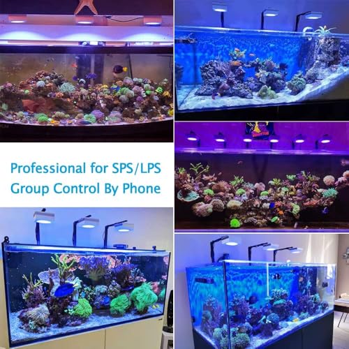 Image of PopBloom RL90 WiFi Reef LED Light, 100W Reef Aquarium Lighting for SPS LPS Corals and Saltwater Fish Tanks, Enhanced Violet and Blue Spectrum,APP Fully Programmable (1 Light with Mount Arm kit)