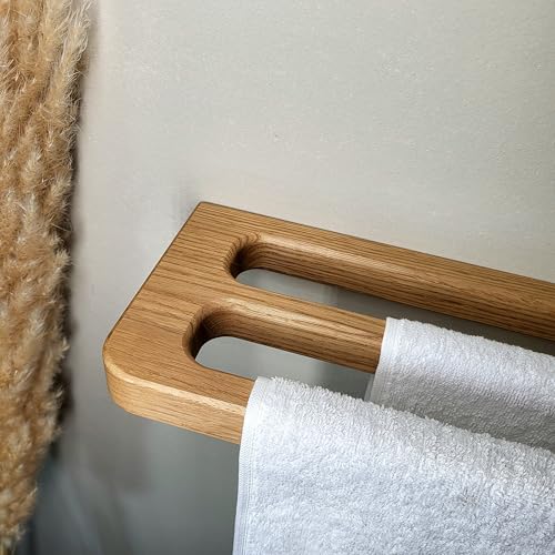 Großer Doppel Handtuchhalter aus massivem Eichenholz, Design, einfache stabile Montage (kein Kleben), Made in Germany, natürlich, Scandi, minimalistisch, nachhaltig, edel, Badezimmer, Bad, Sauna