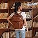 Vegan Leather Laptop Backpack Briefcase Hybrid 15.6 Inch Laptop Travel Backpack Hiking College Backpack for Men BC-04 (Brown)