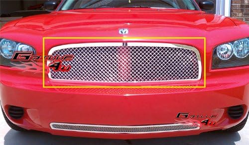 APS Compatible with Dodge Charger 2005-2010 Main Upper Stainless Steel Chrome Mesh Grille Insert D75320S