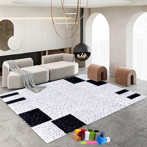 Kit para Hacer tapices Manualidades Hacer Alfombra | Kit para Cojín de Ganchillo de Alfombra | Kit de alfombras con Gancho de Pestillo | Kit de Tejer con Gancho Cojín de Sofá Alfombra 61 x 87 cm