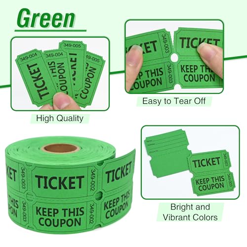 ESSENTIAL ESSENTIAL 2000 Raffle Tickets Double Roll, Raffle Tickets Roll com nome e número de telefo