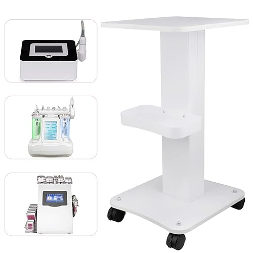 Genmine Beauty Cart, Rolling Trolley Cart Equipment, Salon Roller Trolley Cart Stand Beauty Instrument Tray Rolling Cart With Wheel Hairdressing Storage Tray Iron Frame White #TOP2