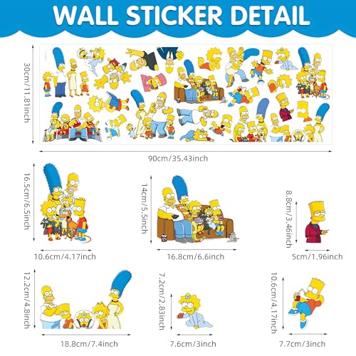 3D Simpson Wallpaper Wall Decals Sticker for Kids Bedroom,Kids Baby Nursery Wall Decoration,Cartoon Poster Sticker Decor - Image 2
