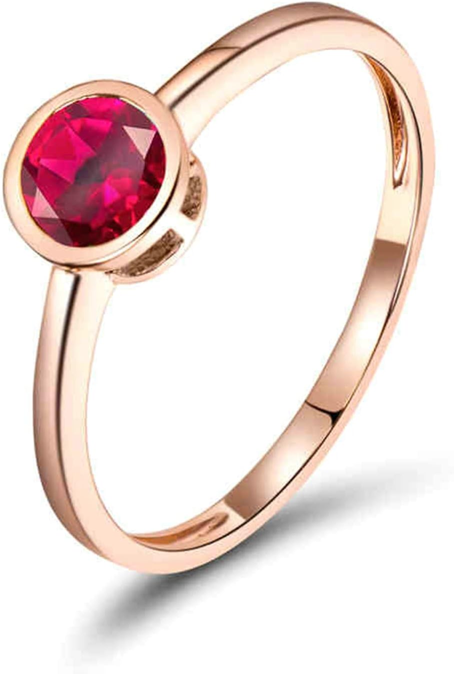 18K Rose Gold Rings 0.6ct Round Shape Ruby Engagement Rings for Girls