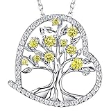 Valentines Day Jewelry Gifts for Women Citrine Love Heart Tree of Life Necklace Birthday Gifts Mom...