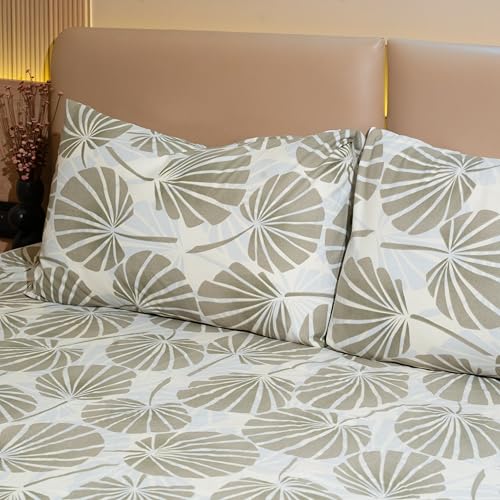 Image of Amazon Brand - Umi Cotton Fitted Bedsheet, Queen Size 78x60 Inches, Elastic Fit Bed Sheet, 10 Inch Deep Pocket, Soft Breathable Bedding, Durable Easy Care, with Pillow Cover-Modern Shell-Yellow