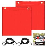 Rote Warnflagge 30x30cm, 2 Stück Rote Fahne überlänge, Warnflaggen mit Gummiseil Kupferschnallen Flagge für Auto Wohnwagen Anhänger Fahrradträger