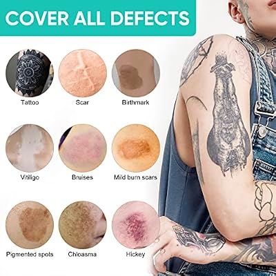 Tattoo Cover Up Makeup Waterproof, 2 Colors Professional Body Concealer Set, Long Lasting and Invisible Body Makeup Suitable for Vitiligo, Dark Spots, Scars