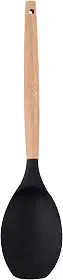 COLHER SILICONE PRETO C/CABO MADEIRA 31,5X6,7X1,7CM - CM48