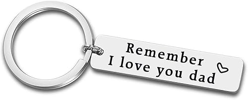XGAKWD Regalos para el día del padre de hija e hijo Llavero de joyería Remember I Love You Dad regalo de cumpleaños o Navidad para papá, plateado