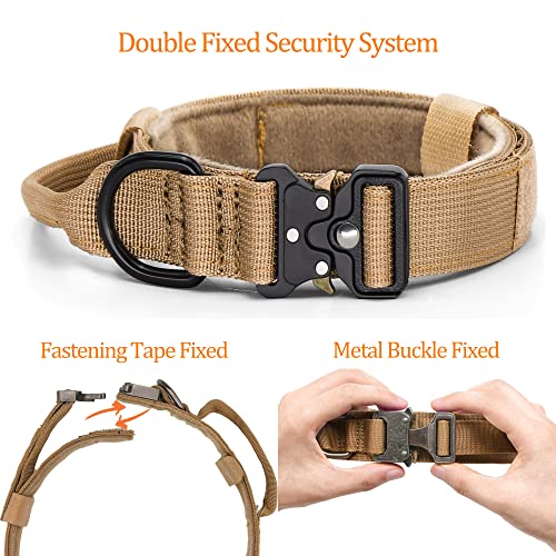 YoothBro Puppy 1 Inch Tactical Dog Collar, K9 Military Nylon Collar with Heavy Duty Metal Buckle for Medium Large Dogs Brown S - Image 3