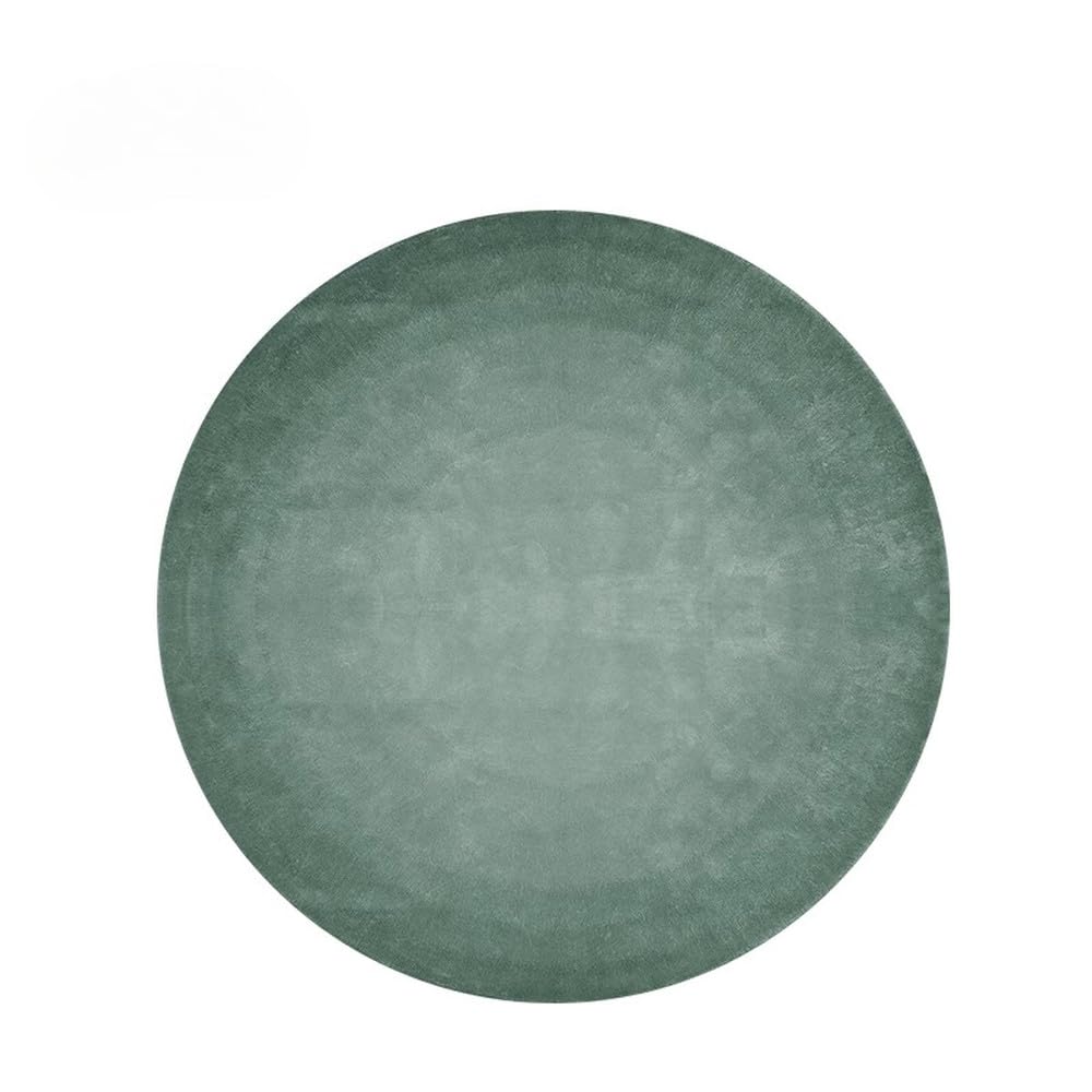 Tapis rond vert pour chambre à coucher et salon à l'ambiance déco légère et luxueuse
