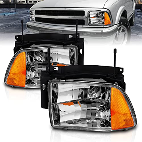 AmeriLite Crystal Headlights Amber Reflector For Chevy Blazer - Passenger and Driver Side