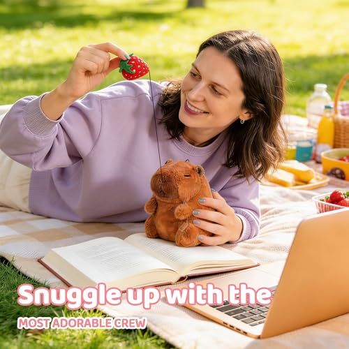 Image of Emotional Support Capybara Plush Set, 5 Soft Squishy Toys Stuffed Animal with Carrying Basket, Cute Cuddly for Loved Ones of All Ages, Stress Relief Funny Gifts (Capybara)
