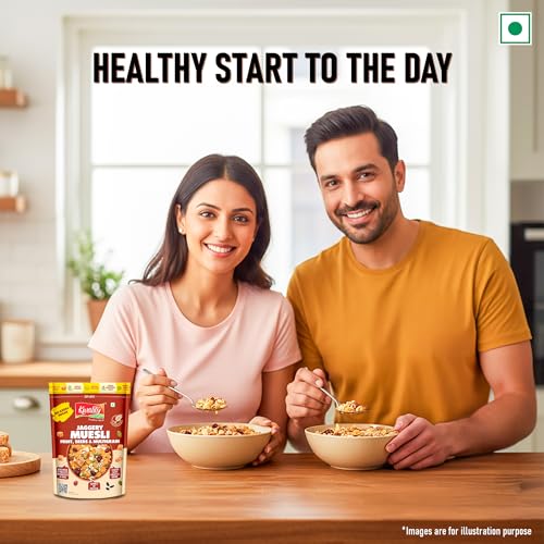 Image of Kwality Muesli Jaggery, Fruits, Seeds & Crunch 400g | Goodness Millets Brown Rice & Oats | 66% Multi Grain Mix Natural Sweetener | High-Fibre, Multigrain Breakfast Cereal with Crunch & Nutrition | Natural sweetner Jaggery