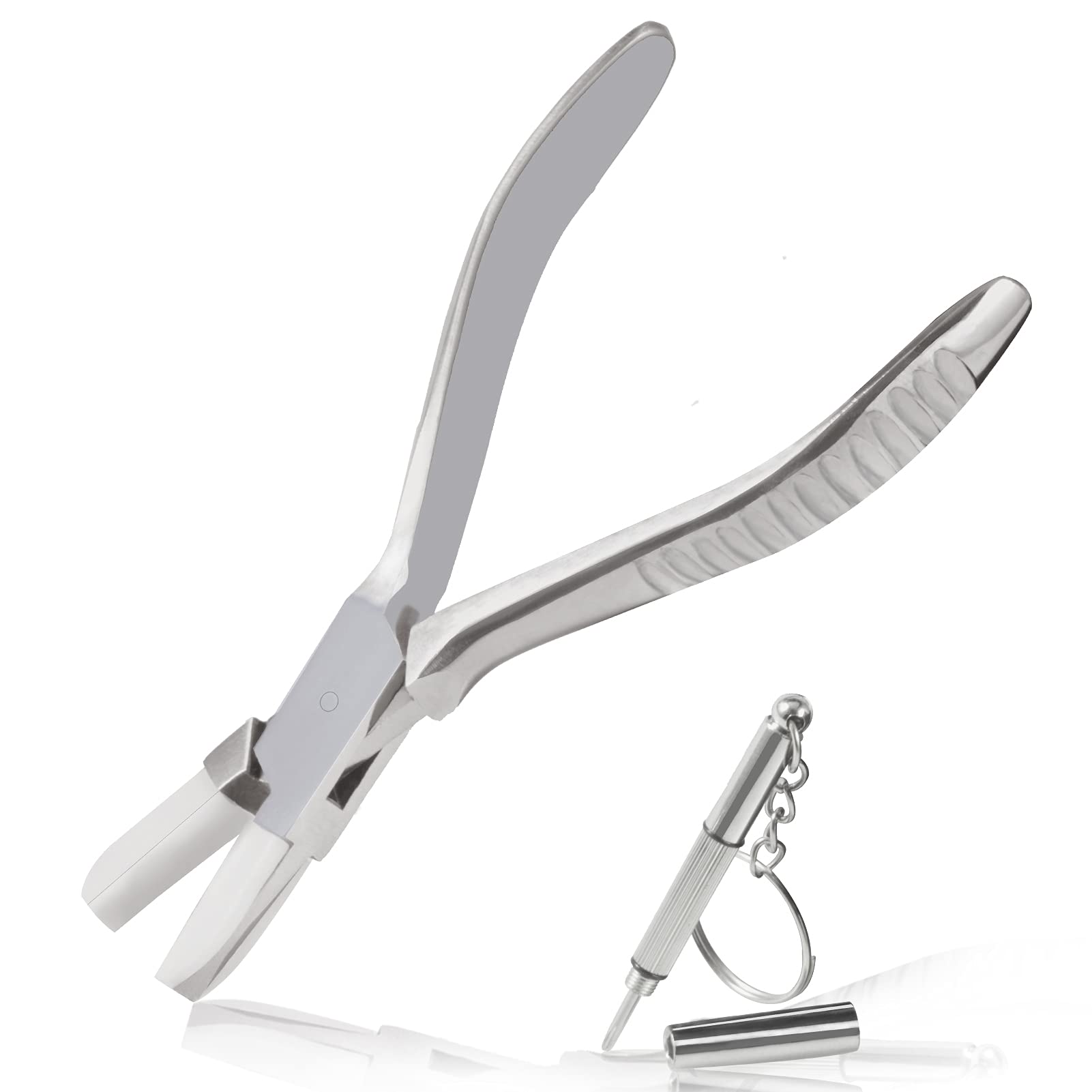 LEONTOOL Flat Nose Nylon Jaw Eyeglasses Pliers 6 Inches Eyeglasses Frame Pliers Glasses Repair Assembling & Ajusting Tools Optical Optician Tool with Eyeglass Repair Screwdriver