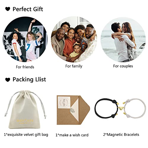 Wentaini Couple Bracelets 14K Gold Plated Heart Matching Magnetic Bracelets For Couples Women Men Cute Love Gifts For Boyfriend Girlfriend Him & Her Friendship Bracelet (Black&Grey, Stainless Steel) #TOP5