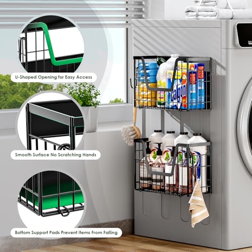 Image of 2 Pack Magnetic Shelf for Fridge, Fruit Potato & Onion Storage Bins | Magnetic Baskets for Fridge Shelves, Side of Fridge Storage Magnetic Spice Rack for Refrigerator Kitchen Laundry Organizer